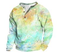 KONG JIMFAN Herren T Shirt Henley Coole Pullover Herren Henley Shirt Langarm Herren Henley Hemd Weihnachtsshirt Familie Pinkes Hemd Männer Shirt Glitzer Shirt Herren Schwarz(#3 Cyan,XL)