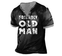 KONG JIMFAN Herren T Shirt Henley Top Shirts Für Herren Henley Shirt Herren Hemd Kurzarm Herren T Shirt Vintage Herren T-Shirts Herren Hautfarbenes Langarmshirt(#7 Black,S)