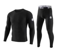 KONG JIMFAN Herren Thermounterwäsche Set Herren Pullover Mit Kapuze Lange Unterhose Herren Baumwolle Strumpfhose Blickdicht Motorrad Kleidung Herren Trainingsshirt Herren Langarm Black(Schwarz,S)
