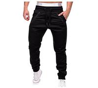 KONG JIMFAN Herren Trainingshose Langgröße Sportsachen Tommy Jogger Trainingshose Herren Übergroßes Gym Herren Weites Bein Sweatpants Jogginghose Herbst Hose Herren Lang(Schwarz,L)