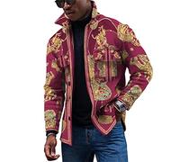 KONG JIMFAN Herren Übergangsjacke,Taste College Jacke Revers Sweatjacke Printed Feldjacke Mit Taschen Freizeithemden Leichte Tops Oberteile Herbst and Winter Fahrradjacke Cardigan Lange Ärmel T Shirt