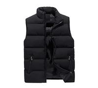 KONG JIMFAN Herren Winterjacke Sale Herren Steppweste Bequeme Weste Herren mit Kapuze Outdoor Jacke Anglerweste Taschen Ärmellose Jacke Übergangswesten Für Männer Daunenjacken(#B Black,XXL)