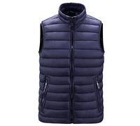 KONG JIMFAN Herren Winterjacke Sale Steppweste Herren Baumwolle Bequeme Weste Herren Stehkragen Anglerweste Outdoor Jacke Übergangsweste Multi Taschened Ärmellos Jacke Daunenjacken(Blau,L)