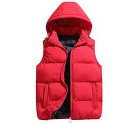 KONG JIMFAN Herren Winterjacke Sale Steppweste Herren Bequeme Weste Herren mit Kapuze Softshell Jack Outdoor Jacke Übergangs Daunenweste Multi Taschened Ärmellos Jacke Daunenweste(Rot,M)