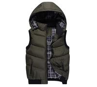 KONG JIMFAN Herren Winterjacke Sale Steppweste Herren Leichte Bequem Herren Weste mit Kapuze Arbeitsweste Übergangsweste Outdoor Jacke Einschubtaschen Ärmellos Jacke Daunenjacken(Armeegrün,5XL)