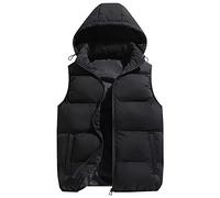 KONG JIMFAN Herren Winterjacke Sale Steppweste Herren Leichte Bequem Weste mit Kapuze Anglerweste Outdoor Jacke Übergangsweste Taschen Ärmellos Jacke Daunenweste(Schwarz,L)