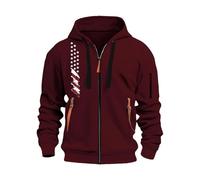 KONG JIMFAN Hoodie Herren Fleecejacke Dünn Leicht Weihnachtspulli Pullover Sweatshirt Strickjacke Pullis Sweatjacke Mit Kapuze Zipper Herren(#F Wine,L)