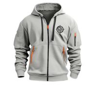KONG JIMFAN Hoodie Herren Jeansjacke Sweatjacke Fleecejacke Dünn Leicht Zipper Pullover Für Feuerwehr Strickjacke Herren(#H Light Gray,L)