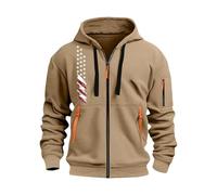 KONG JIMFAN Hoodie Herren Kapuzenjacke Oversize Pullover Men's Sweaters & Sweatshirts Strickjacke Sommerjacke Zipper Herren(#F Khaki,L)