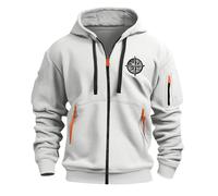 KONG JIMFAN Hoodie Herren Mit Reißverschluss Strickjacken Für Klamotten Fleeceweste Hood Fleecepullover Pullover Sweatjacke Herren(#H White,XXL)