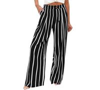 KONG JIMFAN Hose Damen Leinenhose Damen Lang Beige Weites Bein Hosenanzug Damen Sportlich Lässig Weite Hosen Jeans Leinenhose Damen Gestreift Kleidung Damen Hüfthose Damen(3-Dark Gray,)
