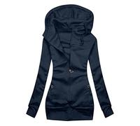 KONG JIMFAN Jacke Damen Blazer Damen Lang Leichte Regenjacke Damen Frühlingsjacke Übergangsjacke Damen Herbst Regenmantel Damen Regenmantel Damen Biker Lederjacke Trachtenjacke Damen(4-Dark Blue,XL)