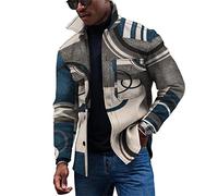 KONG JIMFAN Jacke Herren Anzugjacken Hemden Ohne Kragen Übergangsjacke Herren Herren Jacken Muskelshirts Herren Ünne Jacke Herren Hemd Jacke Hemd Kariert Herren Daunenjacke Herren(Silver,L)