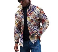 KONG JIMFAN Jacken Herren Bomberjacke Beige Holzfällerhemd Herren Herren Jacken Weste Herren Bauchfreie Tops Übergangsjacke Herren Polo Jacke Hemd Kariert Herren Strickjacke Herren(Coffee,S)