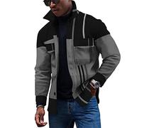 KONG JIMFAN Jacken Herren,Button Down College Jacke Lapel Motorradjacke Drucken Arbeitsjacke Herren Taschen Hemden Freizeit Tops Oberteile Herbst College Jacke Cardigan Lange Ärmel Mäntel