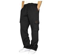 KONG JIMFAN Jogginghosen Herren Cargohose Freizeithose Lange High-Street Trainingshose Herren‘’ Leichte Sommerhose Herren Pjama Hose Herren Latzhose Men's Sports Apparel(Schwarz,XL)