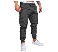 KONG JIMFAN Jogginghosen Herren Outdoor Hosen Für Herren Cargohose Pocket Vintage Trekkinghose Caprihosen Für Herren Tracksuit Kletterhose Herren Herren Hosen Cargo 3/4 Hose Herren(Dunkelgrau,XL