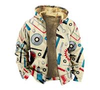 KONG JIMFAN Puffer Jacke Herren Strickjacken Poloshirt Winter Jacket Men Winterjacke Herren Parka Jackett Herren Hoodie Weiß Herren Regenponcho Wandern Mit Rucksack Wanderjacken(Beige,4XL)