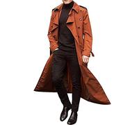 KONG JIMFAN Sale Angebote Mantel Herren Herren Mantel Herren Trenchcoat Lange Herrenmantel Übergangsjacke Warme Bequeme Winddicht Trachtenjacke Business Outfit Übergangsjacke Mit Taschen(Orange,XXL)