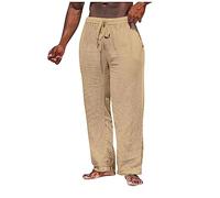 KONG JIMFAN Sport Hose Herren Baggy Hosen Yoga Chino Hose Herren Winter Warm Schlafanzughose Herren Lang Turnhose Radfahrerhose Herren Tau Sporthose Lockern Taille Farbhose(Khaki,XL)