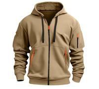 KONG JIMFAN Sweatjacke Herren Feuerwehr Pullover Kapuzenpullover Für Kapuzen T-Shirt Sweatshirt Jeansjacke Schwarz Hoodie Herren(#B Khaki,XXL)