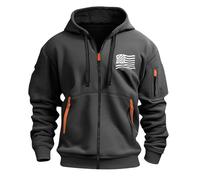 KONG JIMFAN Sweatjacke Herren Fleecejacke Weihnachtspulli Strickjacke Sommer Zip Up Hoodie Kapuzenjacke Zipper Jacket Herren(#E Dark Gray,3XL)