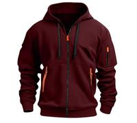 KONG JIMFAN Sweatjacke Herren Oversized Hoodie Sweatshirt Zip Up Weihnachtspullover Feuerwehr Pullover Herren(#C Red,3XL)
