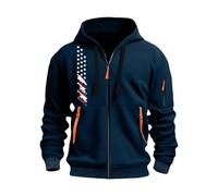 KONG JIMFAN Sweatjacke Herren Strickjacken Für Kapuzen T-Shirt Zip Hoodie Feuerwehr Pullover Fleecejacke Kapuzenpullover Oversize Herren(#F Navy,XL)
