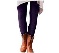 KONG JIMFAN Unterhosen Leinenhose Damen Leggings Damen Winter Strumpfhose Thermo Leggings Baumwolle Damen Pyjama Winter Thermo Leggings Damen High Waist Wanderhose Winter Damen(#3 Dark Purple,XXL)