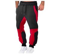 KONG JIMFAN Wanderhose Herren Jogging Turnhose Casual Jogger Trainingshose Herren Lange Hosen Herren Weite Jogginghose Kickboxen Hose Gepolstert Leinenhose Schwarz Herren(Rot,L)