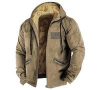 KONG JIMFAN Winterjacke Herren Oversized Hoodie Regenponcho Mit Ärmel Pilotenjacke Herren Lederjacke Schwarz Herren Jacke Hoodie Zipper Strickjacke Herren Mit Kapuze Cordjacke Herren(Khaki,7XL)