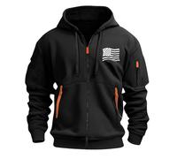 KONG JIMFAN Zipper Hoodie Herren Strickjacke Sweatjacke Kapuzen T-Shirt Sweatshirt Weihnachtspullover Herren(#E Black,L)