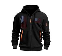 KONG JIMFAN Zipper Hoodie Herren Sweatshirts Für Weihnachtspullover Klamotten Fleecejacke Dünn Leicht Feuerwehr Pullover Sweatjacke Herren(#D Black,3XL)