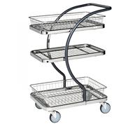 Kongamek C-Line Einkaufswagen in grau 595x360mm mit 3 Etagen und 2 Körben