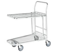 Kongamek Einkaufswagen mit 2 Böden klappbar 860x530x1010mm Gummi 300kg Tragkraft mit Bremse