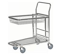 Kongamek Einkaufswagen mit 2 Böden und Gitterkorb 870x530x1010mm Gummi 300kg Tragkraft mit Bremse