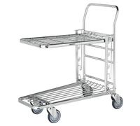 Kongamek Einkaufswagen mit 2 Böden verstellbar 890x520x1000mm Gummi 300kg Tragkraft mit Bremse