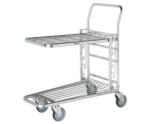 Kongamek Einkaufswagen mit 2 Böden verstellbar 890x520x1000mm Gummi 300kg Tragkraft mit Bremse