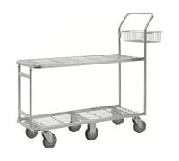Kongamek großer Einkaufswagen 1320x430x1120mm mit 2 Böden und 400kg Tragkraft Gummi Ø125mm