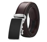 KONGNY 3,5cm Ledergürtel für Herren, automatische Schnalle, Ratschengürtel, 110-170cm, große Größe, Braun