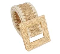 KONGNY Böhmische geflochtene Gürtel für Frauen, Patchwork-Stroh-gewebter Gürtel, elastischer breiter Bund, weiblich, 85-90cm