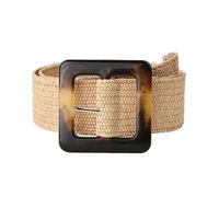 KONGNY Bohemian Große Quadratische Schnalle Elastische Geflochtene Gürtel Frauen Casual Wilden Gefälschte Stroh Gestrickte Gürtel Strand Kleid Hemd Bund, Pp04003, 105-110cm