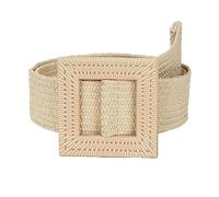 KONGNY Bohemian Große Quadratische Schnalle Elastische Geflochtene Gürtel Frauen Casual Wilden Gefälschte Stroh Gestrickte Gürtel Strand Kleid Hemd Bund, 105-110cm
