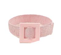 KONGNY Bohemian Große Quadratische Schnalle Elastische Geflochtene Gürtel Frauen Casual Wilden Gefälschte Stroh Gestrickte Gürtel Strand Kleid Hemd Bund, 105-110cm