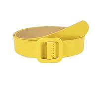 KONGNY Frauen Gürtel Weiblicher Ledergürtel Feste Farbe Denim Shorts Kleid ohne Löcher Quadratschnallen Dekorativ 100cm, Gelb, Einheitsgröße