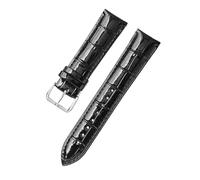 KONGNY Kristall-Lackleder, Eisoberfläche, glänzendes Leder-Uhrenarmband, 20mm, 22mm, Uhrenzubehör, Schwarz, 22mm