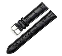 KONGNY Kunstleder-Uhrenarmband mit Schnalle, Schwarz, Braun, Weiß, für Damen und Herren, Schwarz 16mm, Einheitsgröße