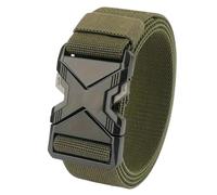 KONGNY Quick Release Metall Steckbare Schnalle Taktischer Gürtel Männer Elastischer Gürtel, Grün, 125cm