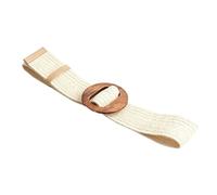 KONGNY Runder Holzschnallen-Kleidergürtel für Damen, elastischer Grasgürtel, lässiger geflochtener breiter Schultergurt, geflochtener Gürtel, A2