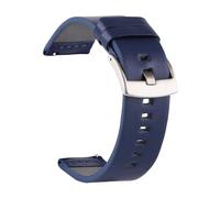 KONGNY Uhrenarmband aus echtem Leder, 18, 20, 22, 24mm, Smartwatch-Armband, Uhren-Ersatzarmband, Silberschnalle blau, 24mm